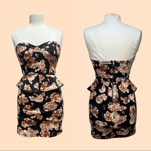 Mini strapless floral skull summer casual cocktail party beach dress size medium